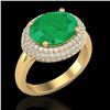 4.50 CTW Emerald & Micro Pave VS/SI Diamond Certified Ring 18K Yellow Gold - REF-119X6T - 20914