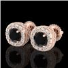 1.69 CTW Fancy Black Diamond Solitaire Art Deco Stud Earrings 18K Rose Gold - REF-121K8R - 37990
