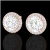 3.50 CTW Halo VS/SI Diamond Micro Pave Earrings Solitaire 14K Rose Gold - REF-936N5Y - 21488