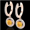 1.75 CTW Citrine & Micro Pave Halo VS/SI Diamond Earrings 14K Rose Gold - REF-72W5H - 23249