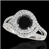 2.15 CTW Certified Vs Black Diamond Solitaire Halo Ring 10K White Gold - REF-174T2X - 34399