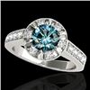 2 2 CTW SI Certified Fancy Blue Diamond Solitaire Halo Ring 10K White Gold - REF-236X4T - 34491