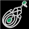 6.40 CTW Emerald & Micro Pave VS/SI Diamond Certified Earrings 14K White Gold - REF-303H5W - 22425