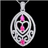 3.50 CTW Pink Sapphire & Micro VS/SI Diamond Heart Necklace 18K White Gold - REF-218K2R - 21290