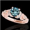 1.2 CTW SI Certified Fancy Blue Diamond Solitaire Antique Ring 10K Rose Gold - REF-161X8T - 34681