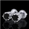 1.75 CTW Fancy Black Diamond Solitaire Art Deco Stud Earrings 18K White Gold - REF-109K3R - 37352