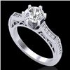 1.25 CTW VS/SI Diamond Solitaire Art Deco Ring 18K White Gold - REF-400H2W - 37073