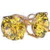 Image 4 : 5 CTW Certified Intense Yellow SI Diamond Solitaire Stud Earrings 10K Rose Gold - REF-1390F5M - 3315
