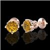 Image 2 : 1.26 CTW Intense Fancy Yellow Diamond Art Deco Stud Earrings 18K Rose Gold - REF-127T3X - 37792