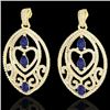 Image 2 : 7 CTW Tanzanite & Micro Pave VS/SI Diamond Heart Earrings 18K Yellow Gold - REF-381X8T - 21164