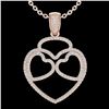Image 2 : 1.20 CTW Micro Pave VS/SI Diamond Designer Heart Necklace 14K Rose Gold - REF-110F9M - 22547