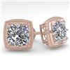 2 CTW VS/SI Cushion Cut Diamond Stud Earrings Deco 18K Rose Gold - REF-581X3T - 35987