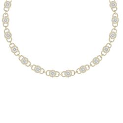 12 CTW Certified SI/I Diamond Halo Necklace 18K Yellow Gold - REF-804X5T - 40081