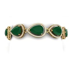 42.47 CTW Royalty Emerald & VS Diamond Bracelet 18K Yellow Gold - REF-654X5T - 39557