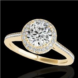 1.55 CTW H-SI/I Certified Diamond Solitaire Halo Ring 10K Yellow Gold - REF-180K2R - 33528