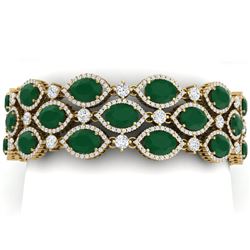 52.84 CTW Royalty Emerald & VS Diamond Bracelet 18K Yellow Gold - REF-1181X8T - 38888