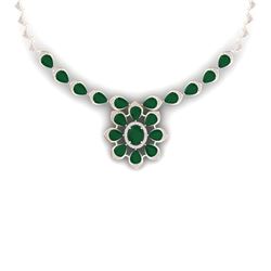 38.46 CTW Royalty Emerald & VS Diamond Necklace 18K Rose Gold - REF-654K5R - 39031