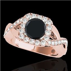 2 CTW Certified Vs Black Diamond Solitaire Halo Ring 10K Rose Gold - REF-91R3K - 33320