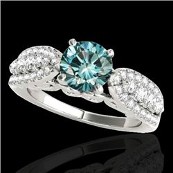 1.7 CTW SI Certified Fancy Blue Diamond Solitaire Ring 10K White Gold - REF-180N2Y - 35264