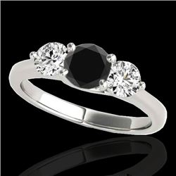 2 CTW Certified Vs Black Diamond 3 Stone Solitaire Ring 10K White Gold - REF-177W3H - 35388