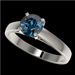 1.22 CTW Certified Intense Blue SI Diamond Solitaire Engagement Ring 10K White Gold - REF-179N3Y - 3