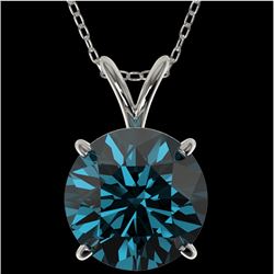 2.50 CTW Certified Intense Blue SI Diamond Solitaire Necklace 10K White Gold - REF-697N8Y - 33246