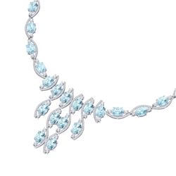 68.12 CTW Royalty Sky Topaz & VS Diamond Necklace 18K White Gold - REF-945K5R - 39006