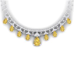 55.49 CTW Royalty Canary Citrine & VS Diamond Necklace 18K White Gold - REF-945F5M - 38712