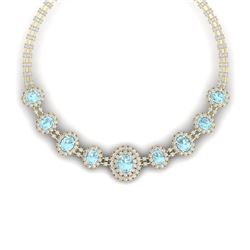 47.10 CTW Royalty Sky Topaz & VS Diamond Necklace 18K Yellow Gold - REF-1509T3X - 38804