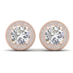 4 CTW Certified VS/SI Diamond Art Deco Stud Earrings 18K Rose Gold - REF-1102F8M - 32787