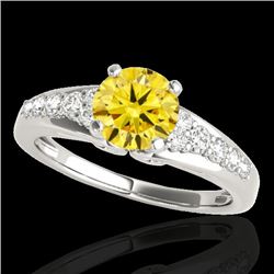 1.4 CTW Certified Si Fancy Intense Yellow Diamond Solitaire Ring 10K White Gold - REF-160F2M - 35003
