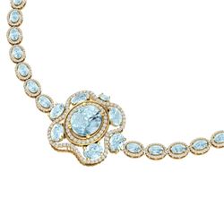 47.72 CTW Royalty Sky Topaz & VS Diamond Necklace 18K Yellow Gold - REF-818H2W - 39341
