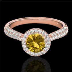 1.4 CTW Certified Si Fancy Intense Yellow Diamond Solitaire Halo Ring 10K Rose Gold - REF-170Y4N - 3