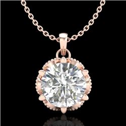 1.36 CTW VS/SI Diamond Solitaire Art Deco Necklace 18K Rose Gold - REF-361K8R - 37245