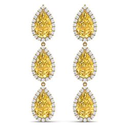 24.23 CTW Royalty Canary Citrine & VS Diamond Earrings 18K Yellow Gold - REF-290N9Y - 38855