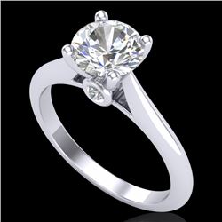 1.36 CTW VS/SI Diamond Solitaire Art Deco Ring 18K White Gold - REF-420T2X - 37289
