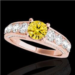2.55 CTW Certified Si Fancy Intense Yellow Diamond Solitaire Ring 10K Rose Gold - REF-254T5X - 35515