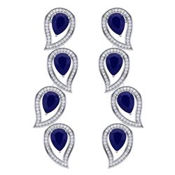 16.44 CTW Royalty Sapphire & VS Diamond Earrings 18K White Gold - REF-318K2R - 39456
