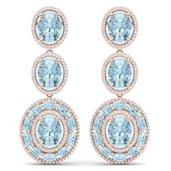 34.52 CTW Royalty Sky Topaz & VS Diamond Earrings 18K Rose Gold - REF-354R5K - 39268