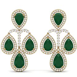 29.23 CTW Royalty Emerald & VS Diamond Earrings 18K Yellow Gold - REF-509N3Y - 39362