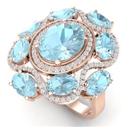 9.26 CTW Royalty Sky Topaz & VS Diamond Ring 18K Rose Gold - REF-178F2M - 39304