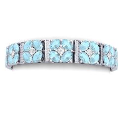 36.08 CTW Royalty Sky Topaz & VS Diamond Bracelet 18K White Gold - REF-536R4K - 39024