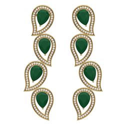 16.44 CTW Royalty Emerald & VS Diamond Earrings 18K Yellow Gold - REF-336N4Y - 39452