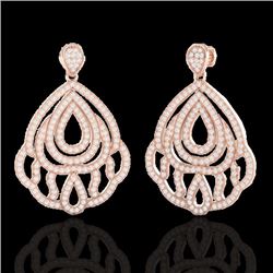3 CTW Micro Pave VS/SI Diamond Certified Earrings Designer 14K Rose Gold - REF-256K9R - 21146