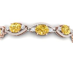 18.3 CTW Royalty Canary Citrine & VS Diamond Bracelet 18K Rose Gold - REF-327K3R - 38974