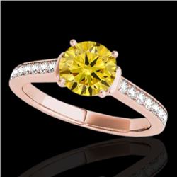 1.5 CTW Certified Si Fancy Intense Yellow Diamond Solitaire Ring 10K Rose Gold - REF-174F5M - 34933