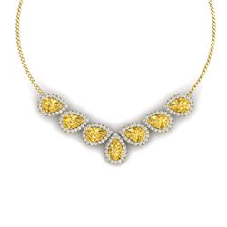 33.34 CTW Royalty Canary Citrine & VS Diamond Necklace 18K Yellow Gold - REF-527F3M - 38840