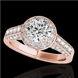2.56 CTW H-SI/I Certified Diamond Solitaire Halo Ring 10K Rose Gold - REF-392W8H - 34052