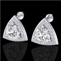 3 CTW Micro Pave Halo VS/SI Diamond Certified Stud Earrings 18K White Gold - REF-824T3X - 20188