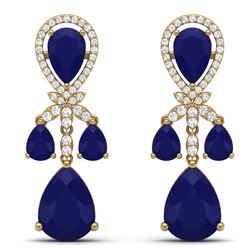 38.29 CTW Royalty Sapphire & VS Diamond Earrings 18K Yellow Gold - REF-418N2Y - 38612